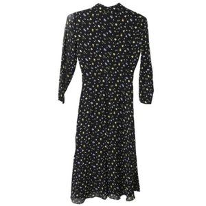 Reformation Midi 3/4 Sleeves Black Button Down Shirt Dress. Size 12